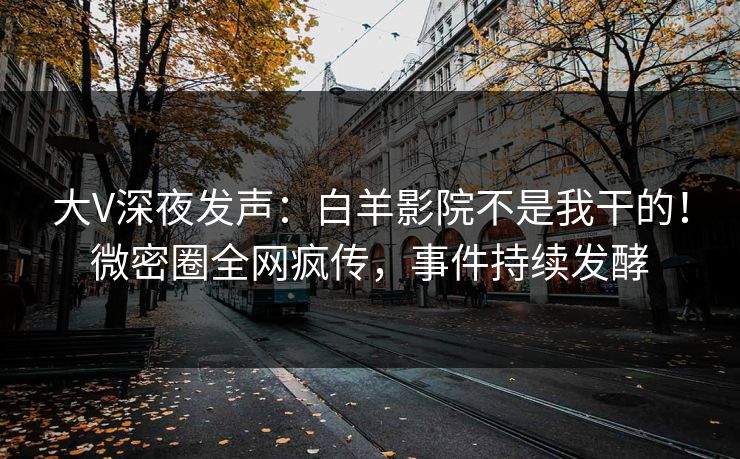 大V深夜发声：白羊影院不是我干的！微密圈全网疯传，事件持续发酵