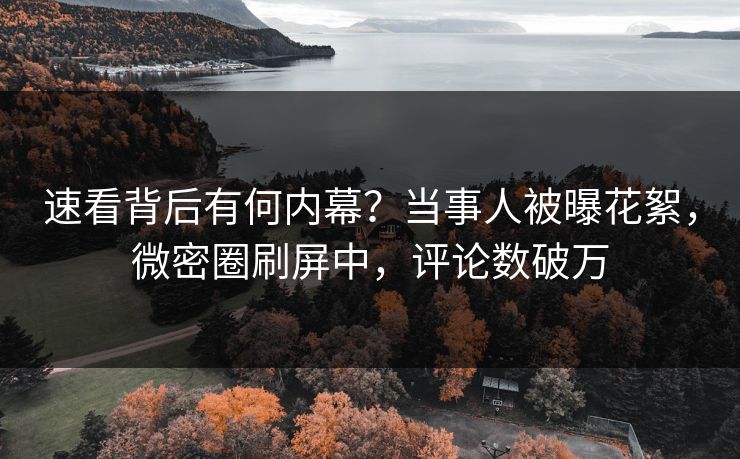 速看背后有何内幕？当事人被曝花絮，微密圈刷屏中，评论数破万