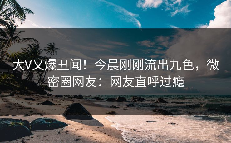 大V又爆丑闻！今晨刚刚流出九色，微密圈网友：网友直呼过瘾
