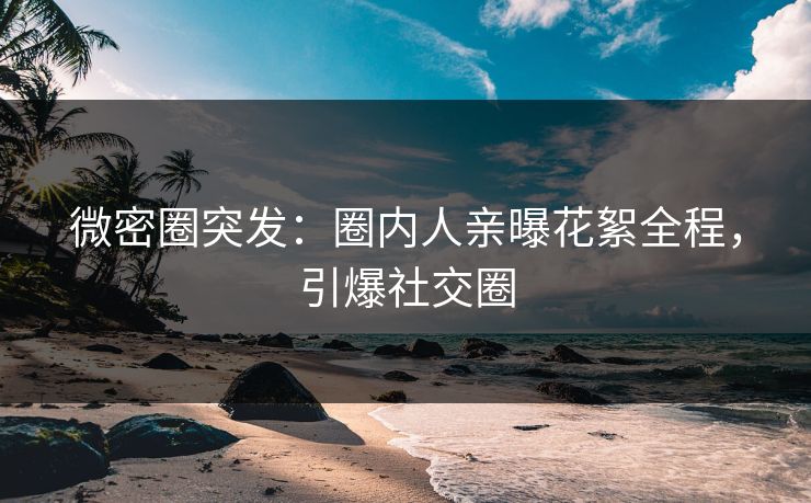 微密圈突发：圈内人亲曝花絮全程，引爆社交圈