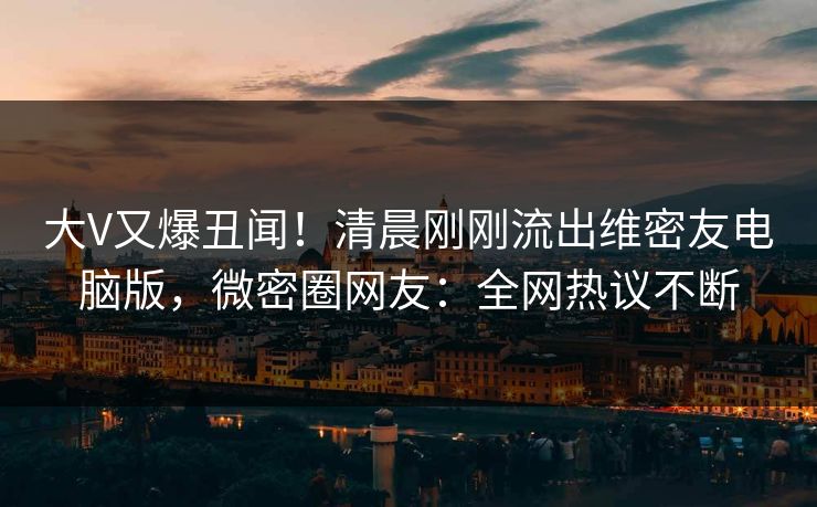大V又爆丑闻！清晨刚刚流出维密友电脑版，微密圈网友：全网热议不断