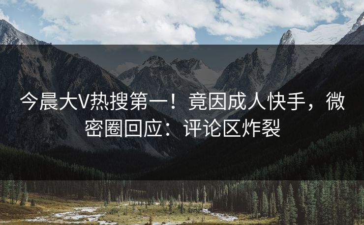 今晨大V热搜第一！竟因成人快手，微密圈回应：评论区炸裂