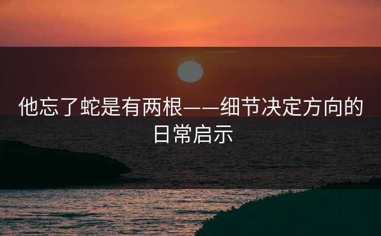 他忘了蛇是有两根——细节决定方向的日常启示