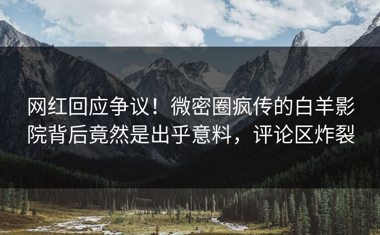 网红回应争议！微密圈疯传的白羊影院背后竟然是出乎意料，评论区炸裂