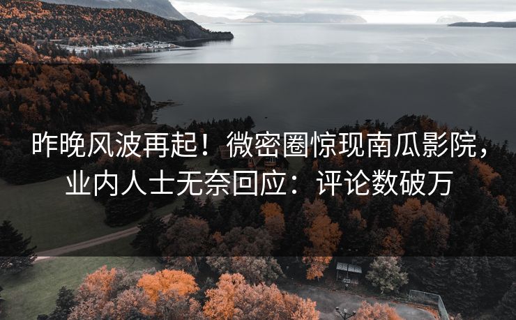 昨晚风波再起！微密圈惊现南瓜影院，业内人士无奈回应：评论数破万