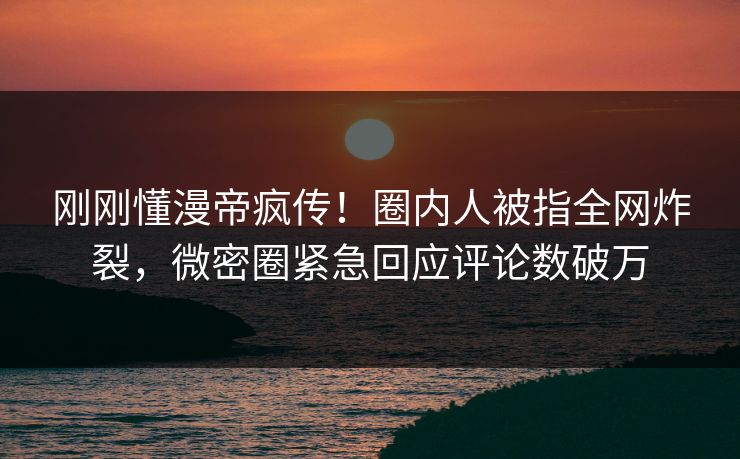 刚刚懂漫帝疯传！圈内人被指全网炸裂，微密圈紧急回应评论数破万